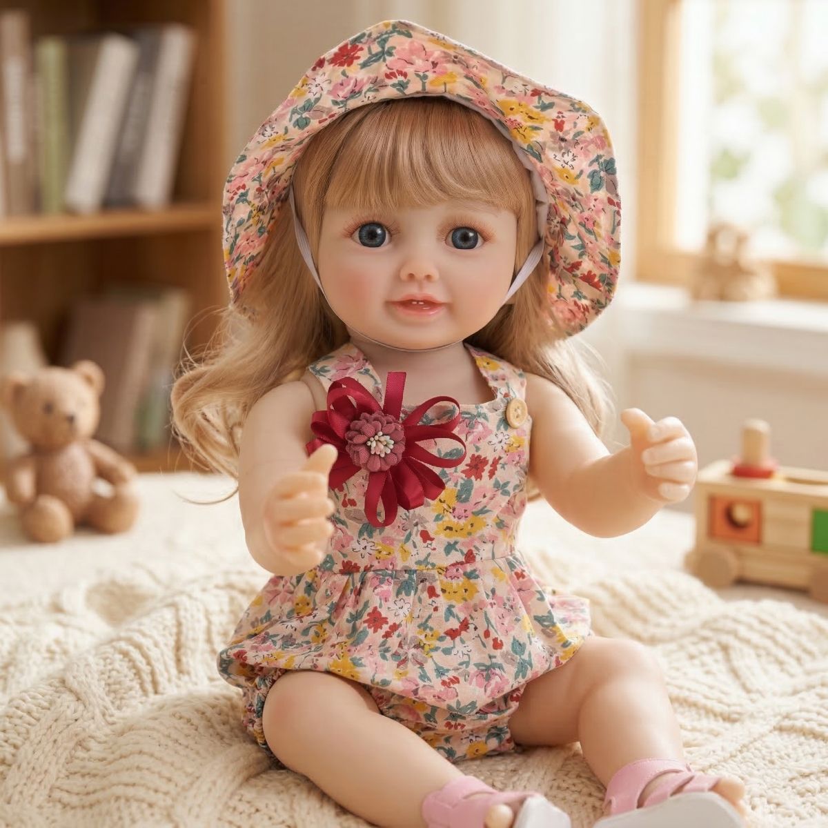 Muñeca bebé de simulación de 22 pulgadas, de plástico completo, estilo renacido, con diálogo de llanto y risa, para niña