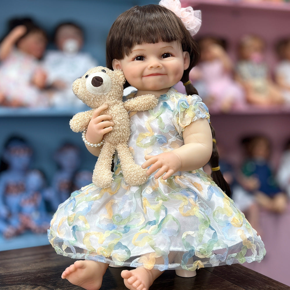 Muñeca Reborn de vinilo completo de 22 pulgadas, regalo conmovedor para cumpleaños y festividades