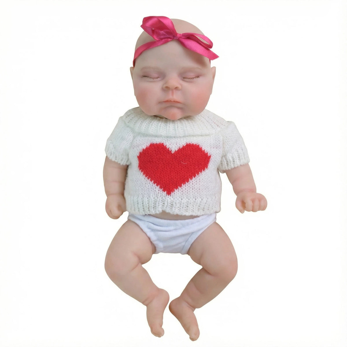 Muñeca reborn de silicona sólida de 12 pulgadas, modelo Pascale, en forma de corazón rojo, para regalo de Navidad para niños
