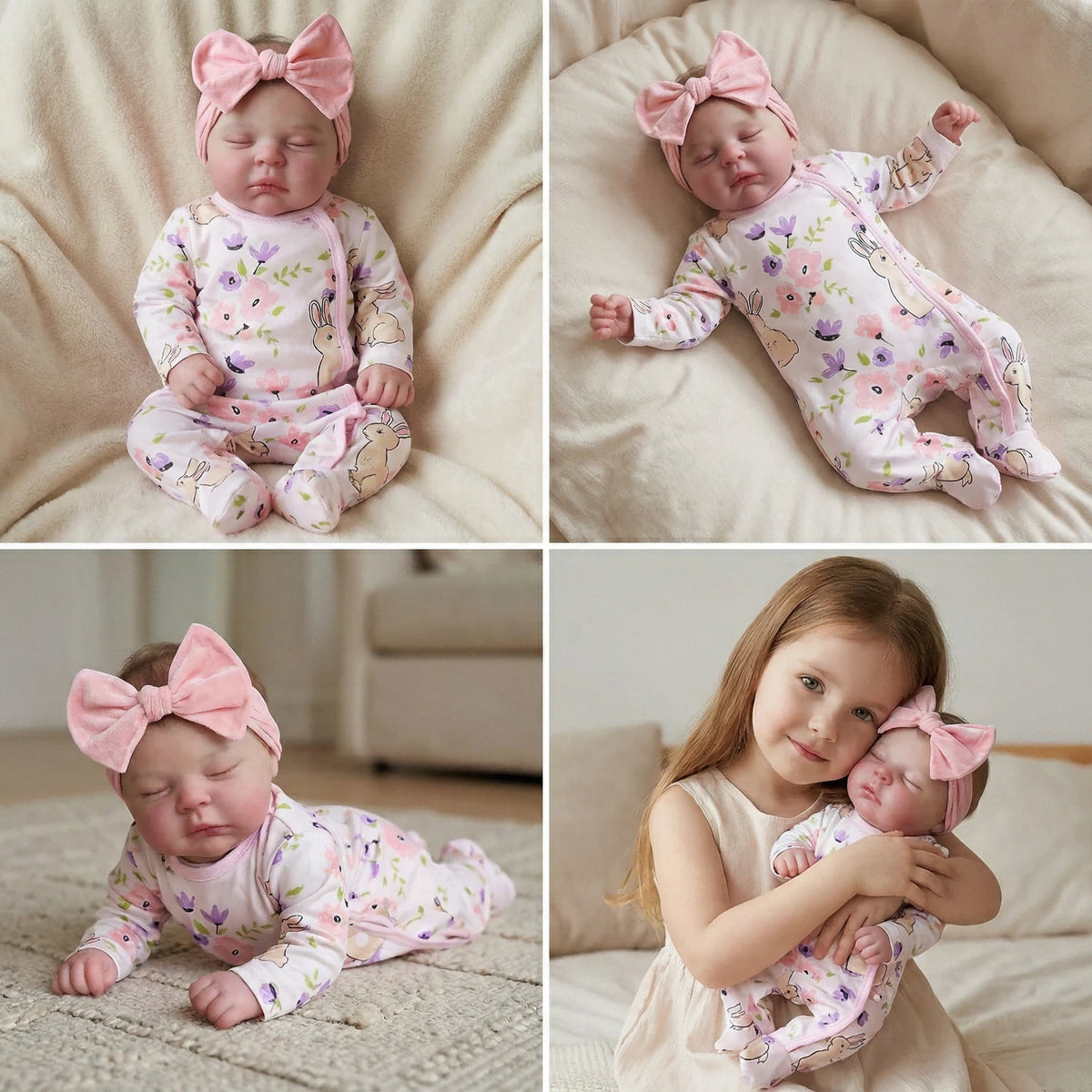 Muñecos bebé reborn realistas de 19 pulgadas, muñecos durmientes con cuerpo de tela suave y accesorios en caja de regalo para niños de 3 años en adelante