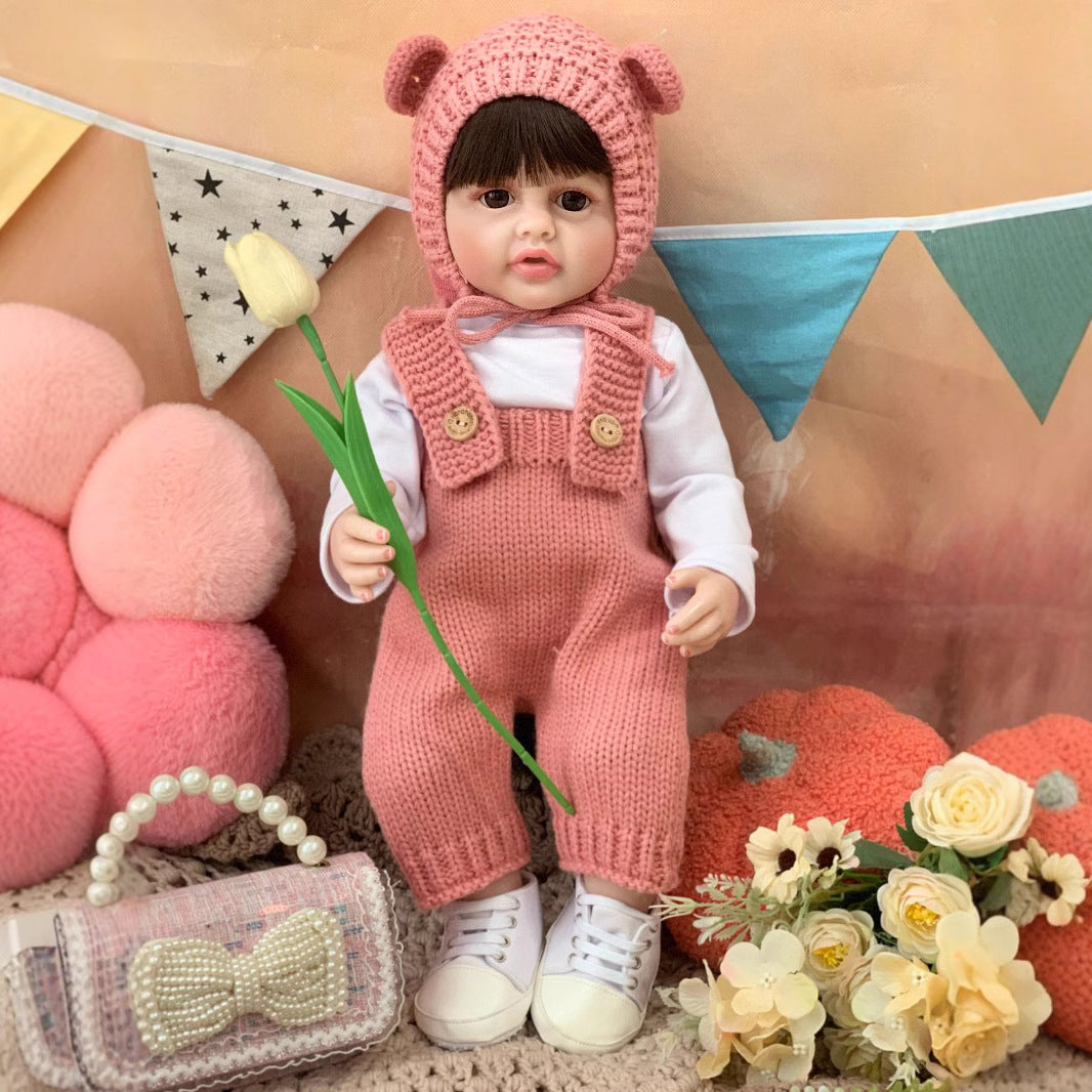 Muñeca Reborn de 22 pulgadas con cuerpo completo de vinilo y sensor de sonido, juguete interactivo para niños y adultos, opción de regalo para cumpleaños y festividades