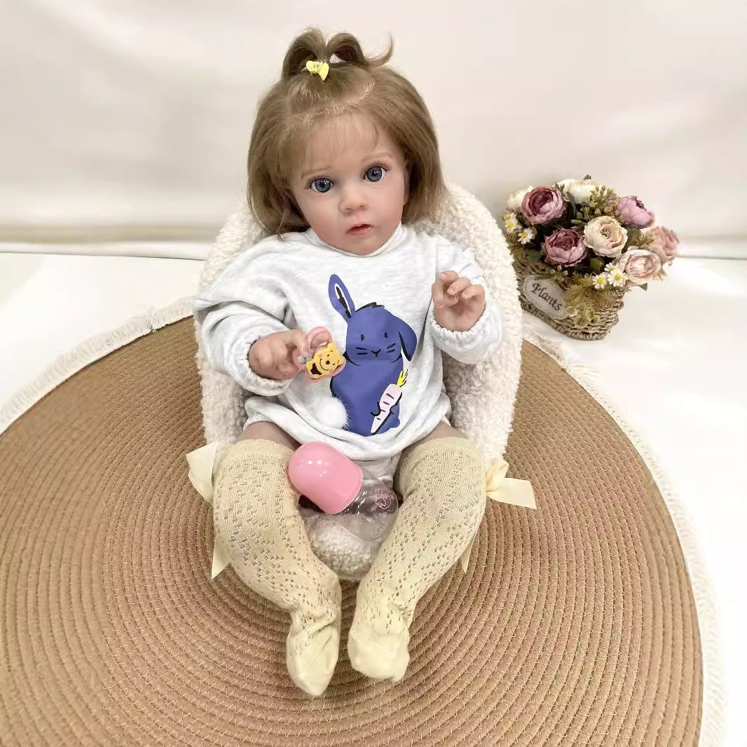 Muñeca bebé Reborn artesanal de 24 pulgadas, cuerpo de tela suave, piel realista 3D, juguete de regalo para niñas