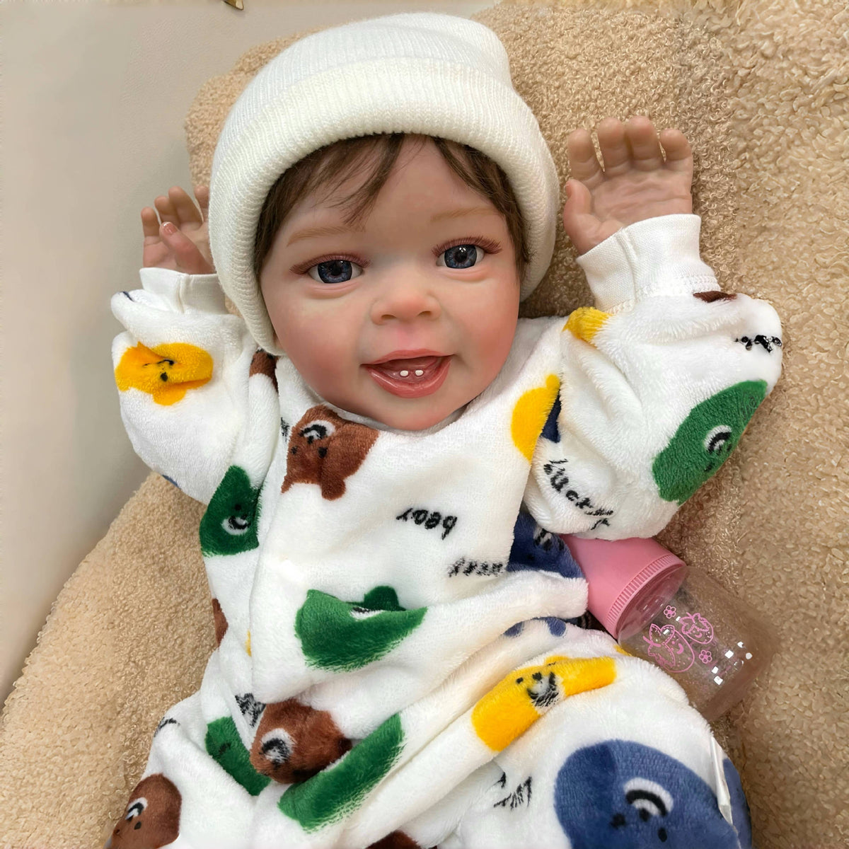 Muñeca bebé Reborn realista de 23 pulgadas hecha a mano con cuerpo de tela, piel 3D realista, juguete para niñas pequeñas