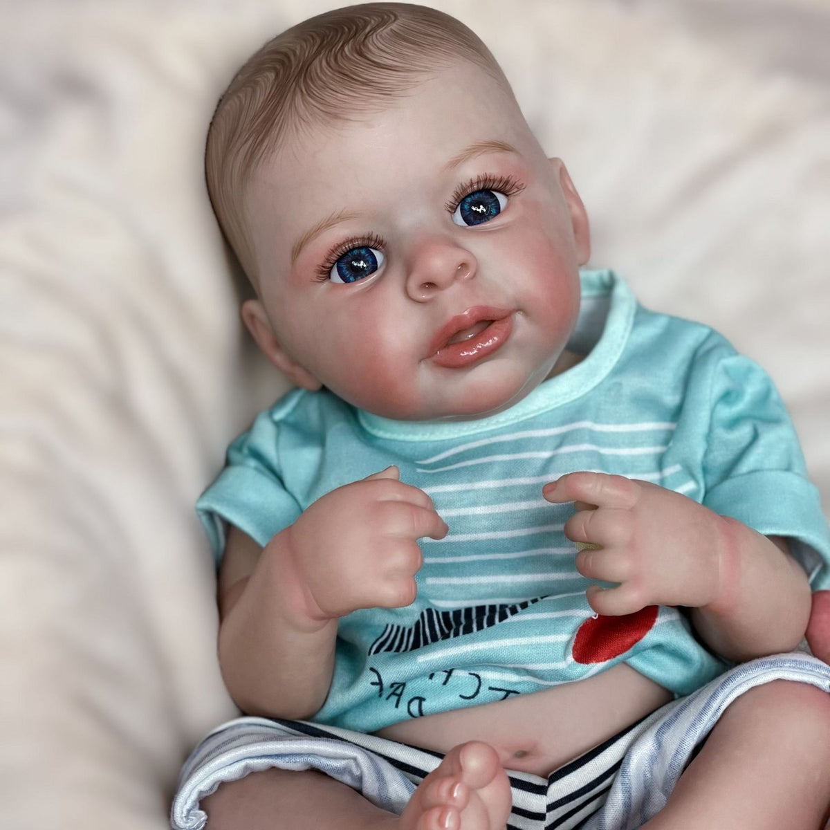 Muñeca reborn de simulación de alta gama, hecha a mano, de 18 pulgadas, con exquisita piel pintada en 3D