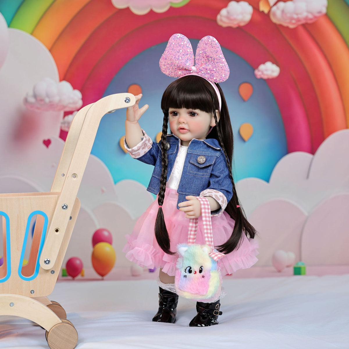Muñecas reborn de 22 pulgadas, de cuerpo completo de vinilo, tipo toddler de pie, como regalo o adorno
