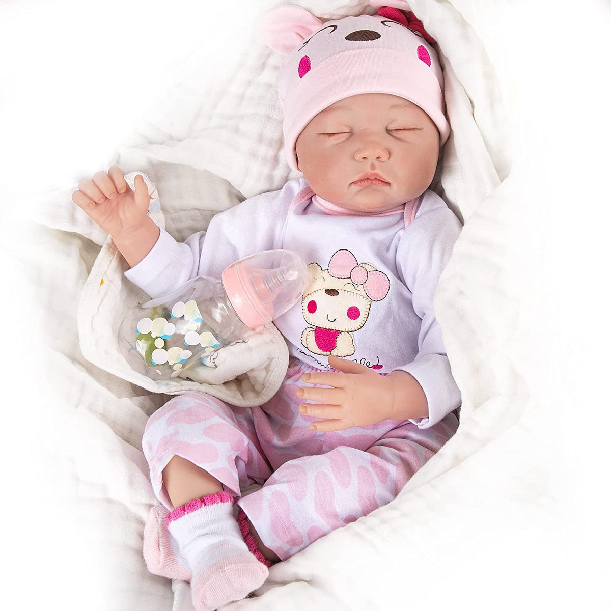 Muñeca Reborn durmiente de 22 pulgadas con cuerpo de tela, con diferentes estilos, juguete de regalo para festivales y obsequio de colección para niñas