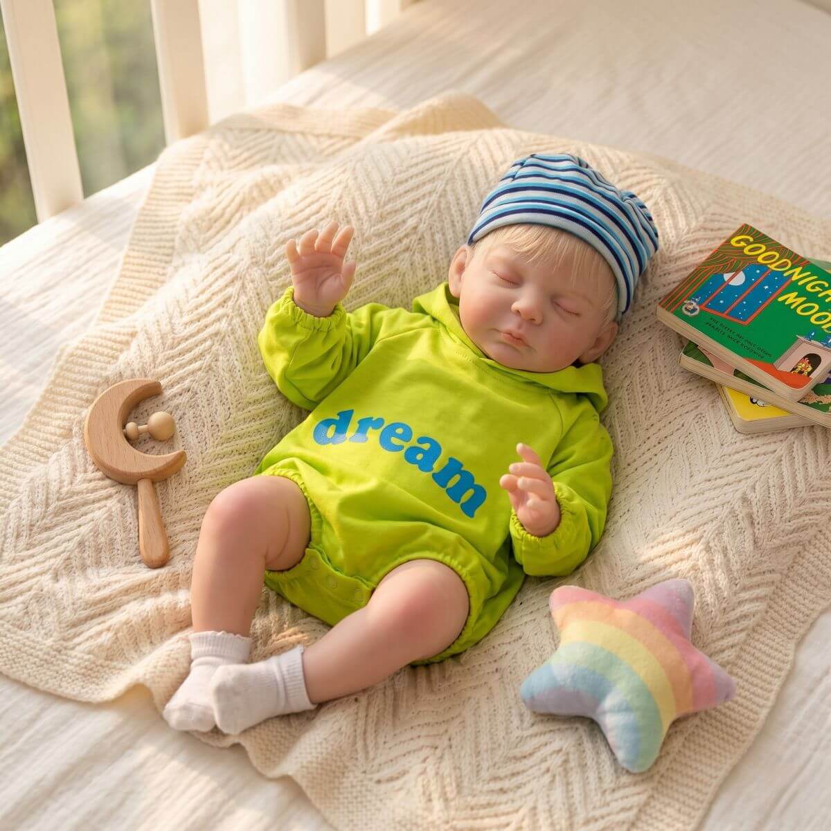 Muñeca Reborn de 24 pulgadas (60 cm) con cuerpo de tela e implante de cabello