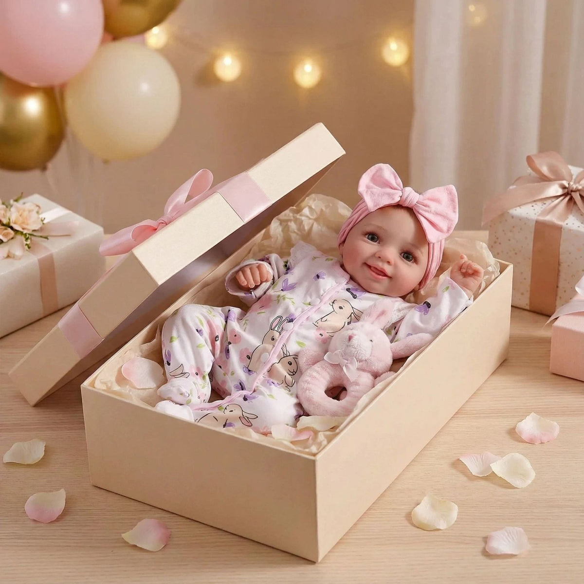 Muñeca reborn de vinilo completo de 7 pulgadas con mono estampado