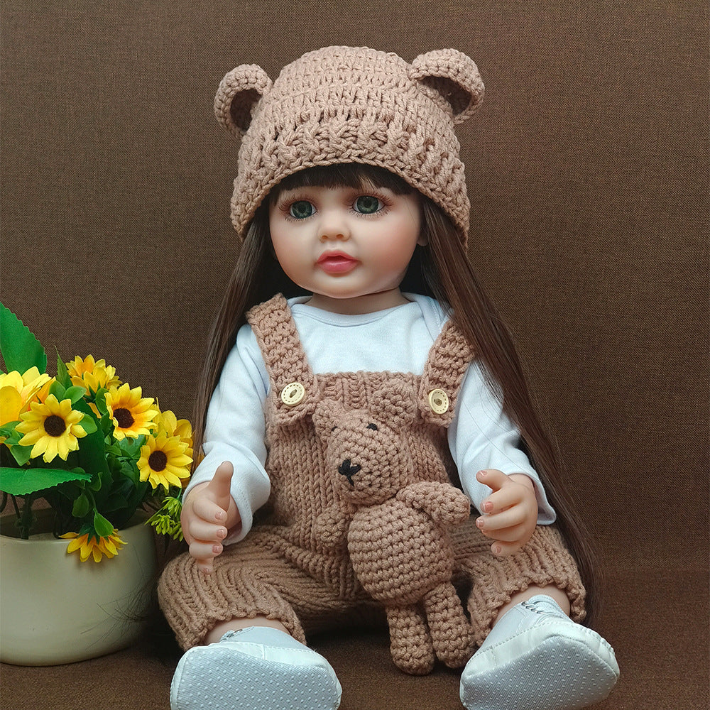 Muñeca Reborn de 22 pulgadas con cuerpo completo de vinilo y sensor de sonido, juguete de compañía interactivo, regalo perfecto para niños y coleccionistas adultos en días especiales