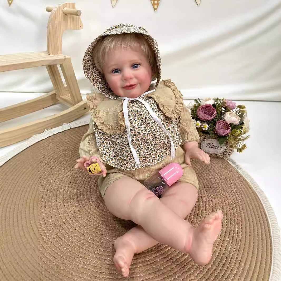 Muñeca Reborn de 26 pulgadas hecha a mano, cuerpo de tela, piel 3D realista, juguete de bebé recién nacido, regalo para niñas y coleccionistas de muñecas