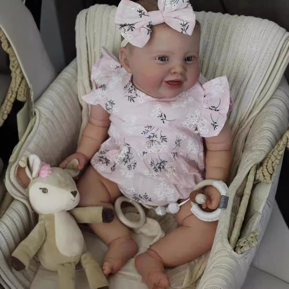 Muñeca bebé Reborn de 24 pulgadas con cuerpo de tela, pelo pintado a mano, muñeca hecha a mano para regalo