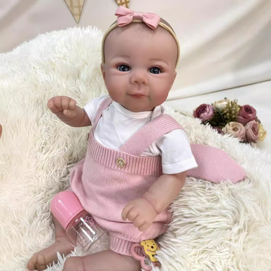 Muñeca bebé Reborn realista de 20 pulgadas con cuerpo de tela, piel 3D realista, juguete de muñeca estilo recién nacido hecho a mano para niñas