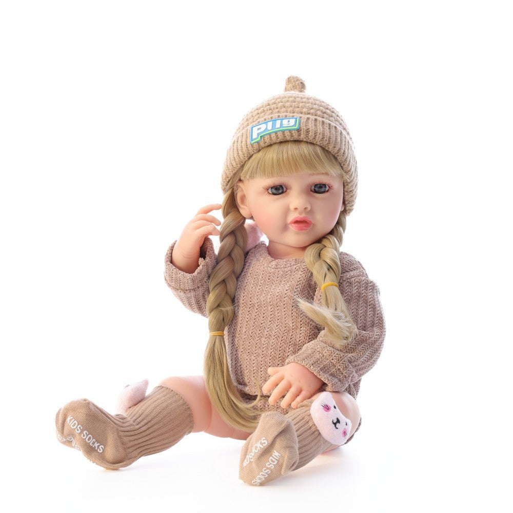 Muñeca bebé de simulación de 22 pulgadas, de cuerpo completo de plástico, que llora, ríe y habla en ruso, inglés y español, muñeca renacida (Reborn) para niña