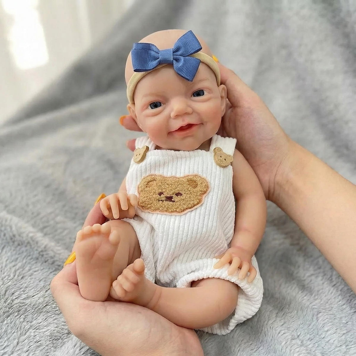 Muñeco reborn de silicona sólida Charlie, oso de peluche amarillo de 12 pulgadas