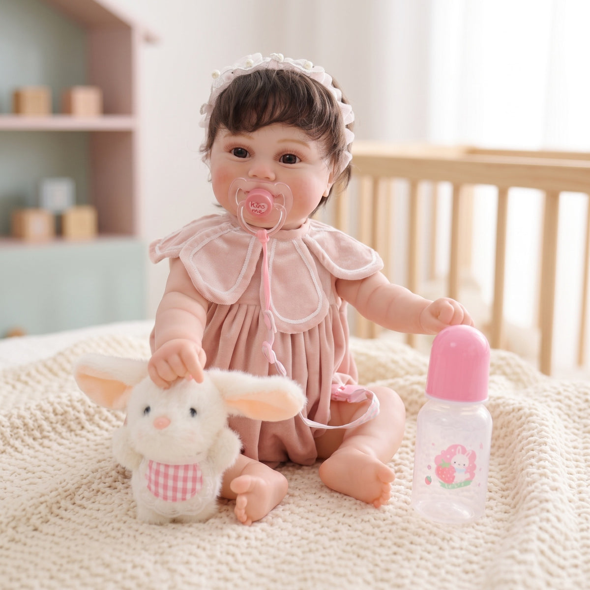 Muñeca Reborn artesanal de 22 pulgadas con piel de venas 3D realista y cuerpo completo de vinilo, regalo de bebé para niñas pequeñas