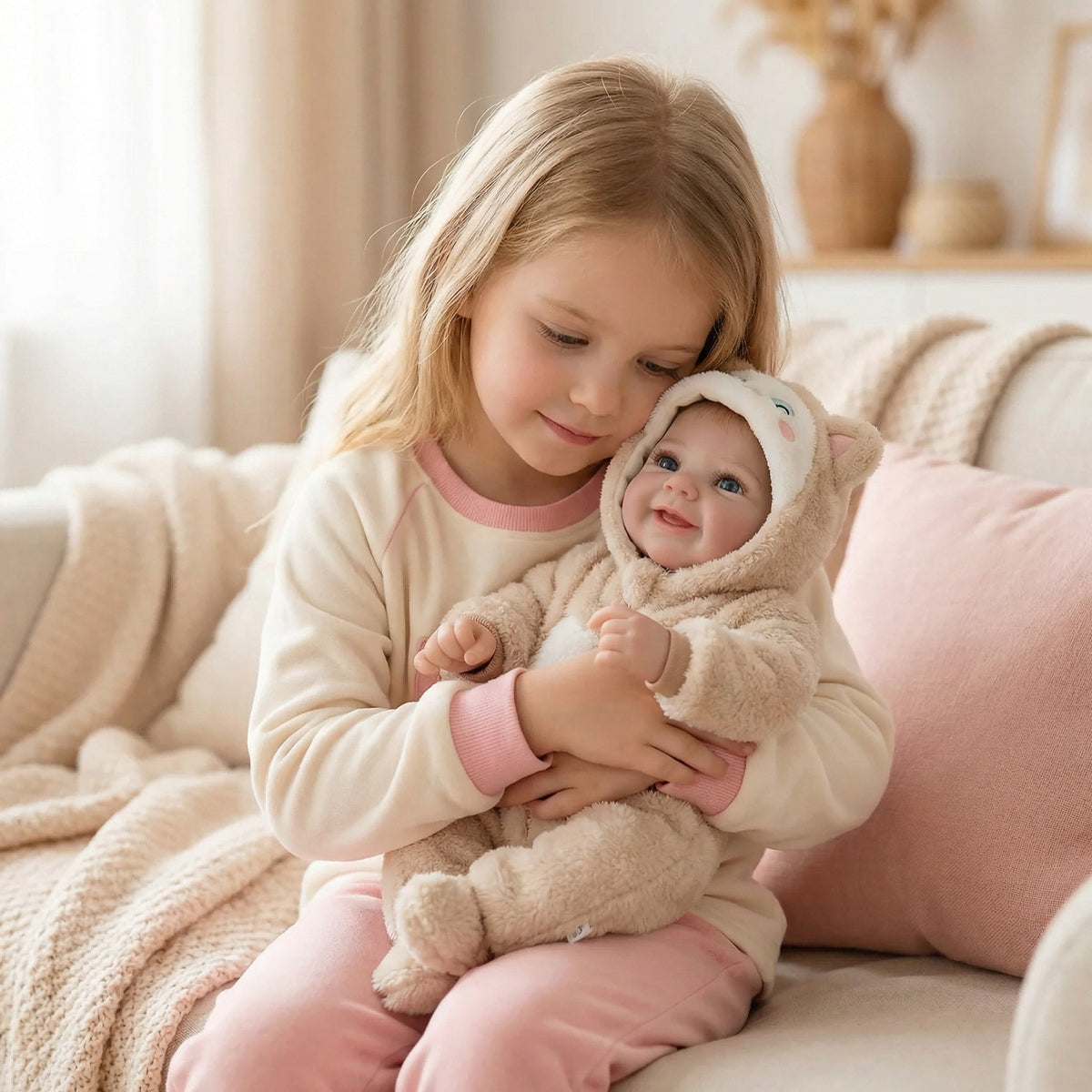 Muñeca reborn de vinilo completo Vivienne de 19 pulgadas con traje de felpa