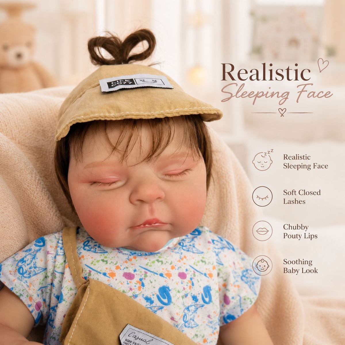 Muñeca estilo reborn de 18 pulgadas con cuerpo de tela, recuerdo versátil para niños y coleccionistas adultos