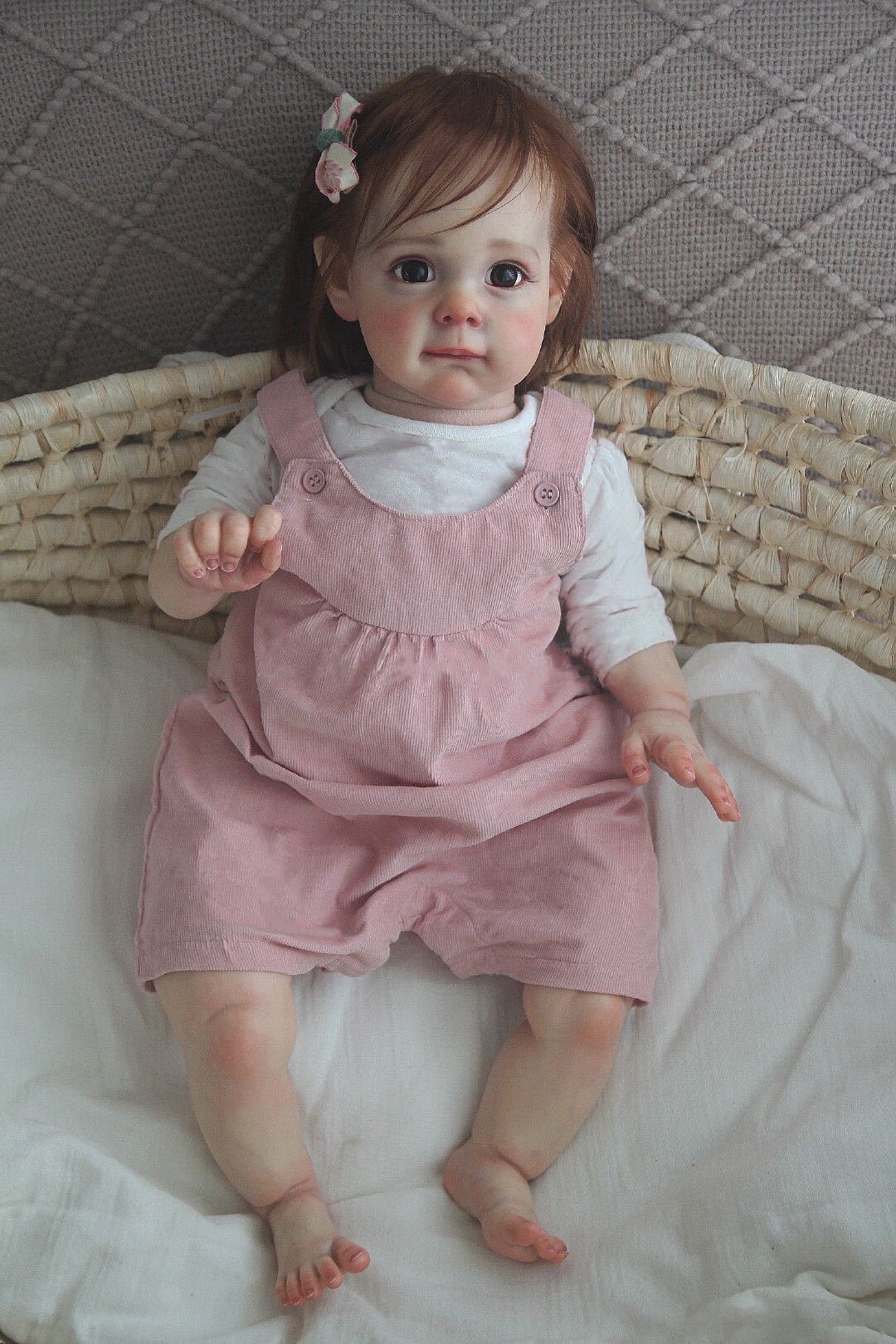 Muñeca bebé Reborn de 24 pulgadas, niña pequeña, hecha a mano con cuerpo de tela, muñeca realista, regalo para recién nacido