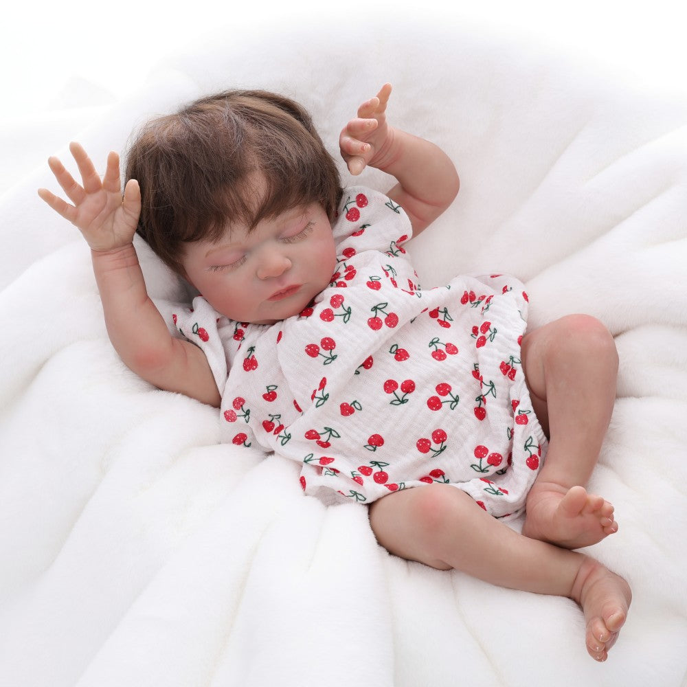 Muñeca de renacimiento de 50 cm, niña con trasplante de cabello, cuerpo de tela, muñeca de bebé de simulación, juego de vestir, compañera de juegos en casa