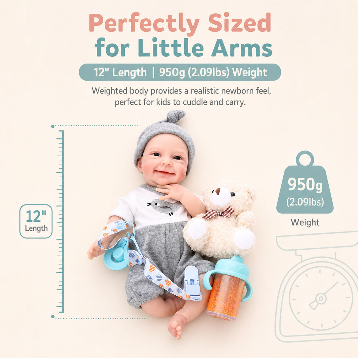 Muñeca Reborn artesanal de 12 pulgadas con cuerpo completo de silicona sólida, juguete de regalo para niñas pequeñas y coleccionistas