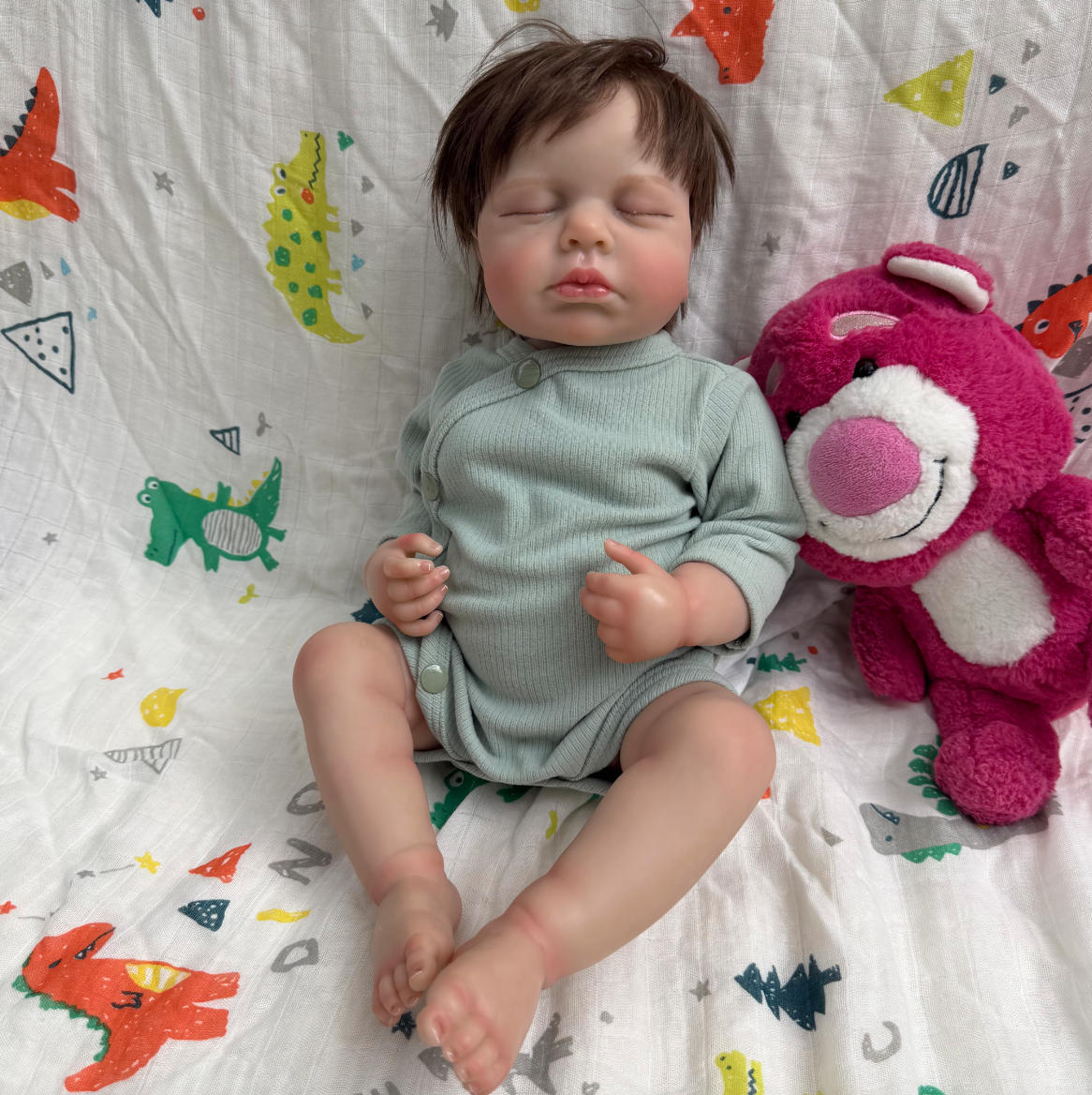 Muñeco Reborn Juan de 18 pulgadas/45 cm - Bebé de vinilo de cuerpo completo de 45 cm, resistente al agua, con cabello injertado