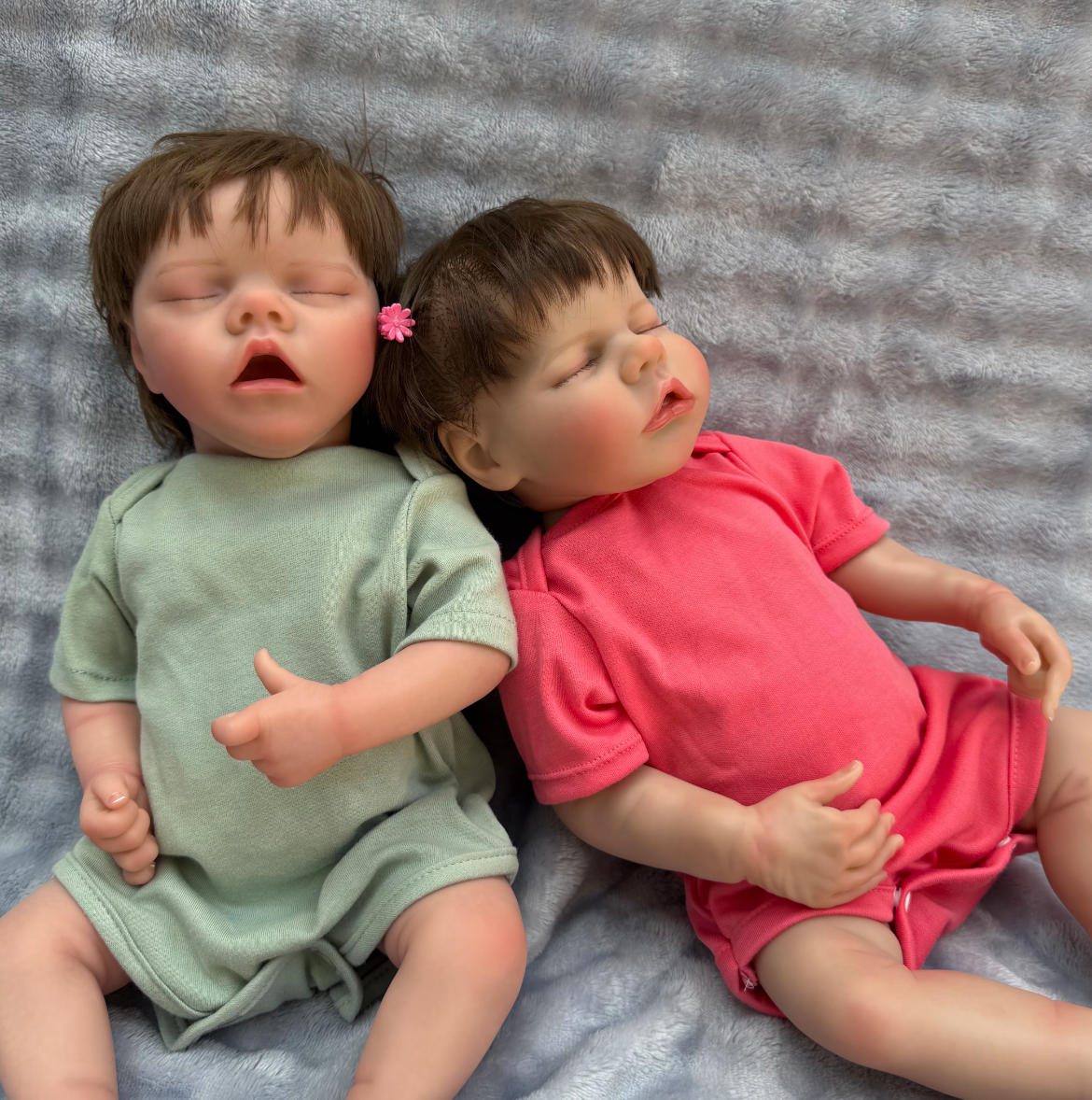 Muñecos gemelos Reborn de 18 pulgadas (45 cm) - Set de bebés durmientes de vinilo de cuerpo completo resistentes al agua