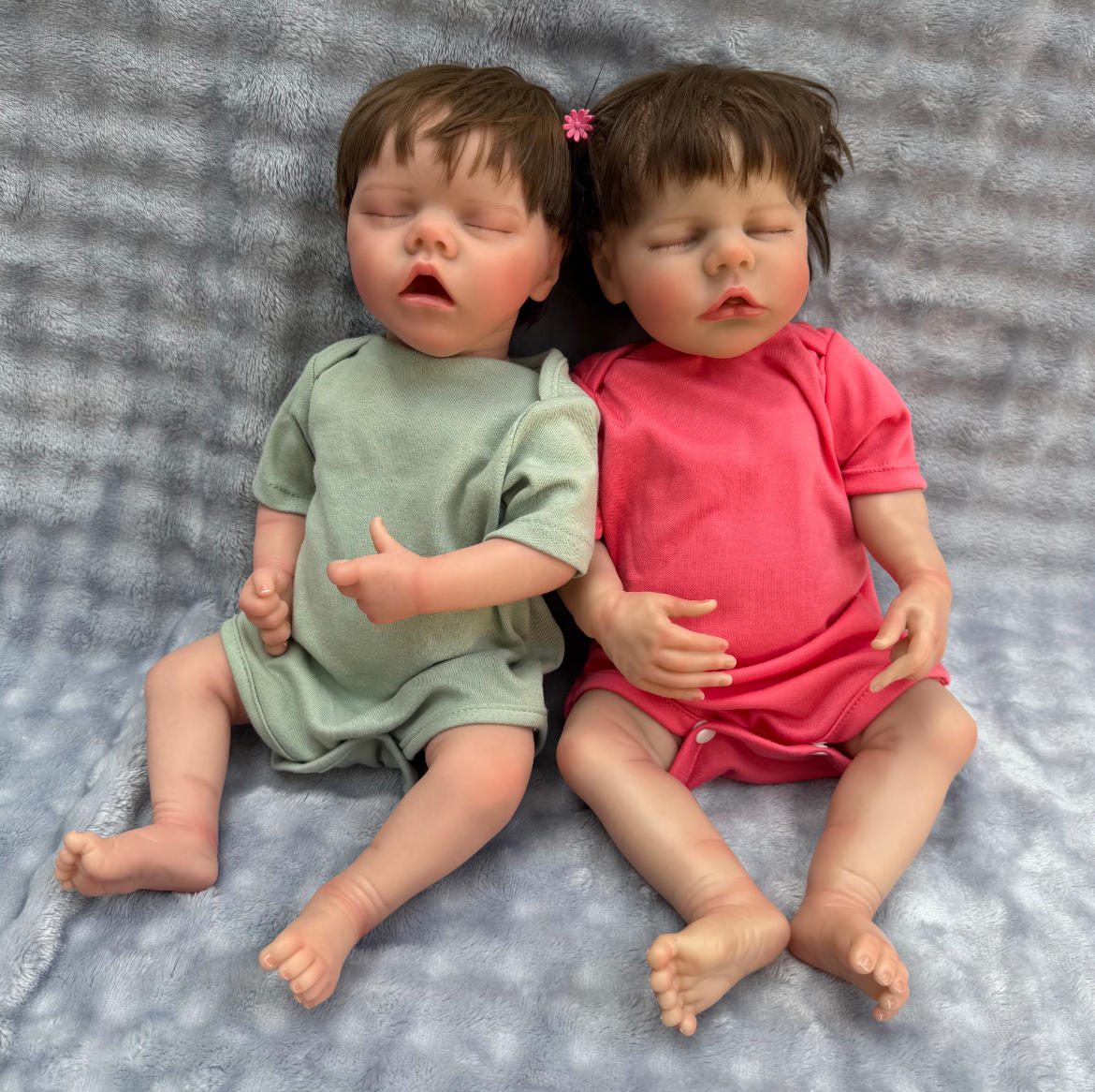 Muñecos gemelos Reborn de 18 pulgadas (45 cm) - Set de bebés durmientes de vinilo de cuerpo completo resistentes al agua