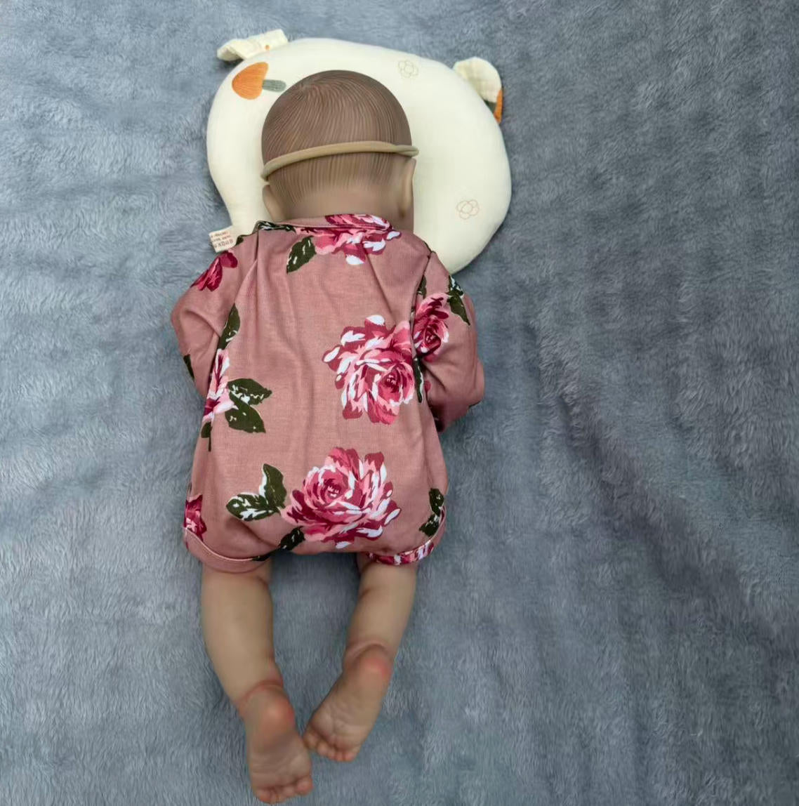 Muñeca Reborn de vinilo de cuerpo completo Rosalie de 18 pulgadas, 45 cm, piel 3D realista, bebé durmiente impermeable con cabello injertado