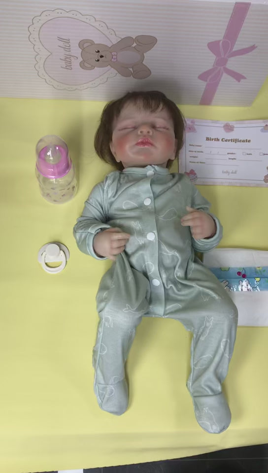 Bebé Reborn realista de 20 pulgadas/50 cm - Cuerpo completo de vinilo impermeable con piel pintada en 3D, recién nacido dormido