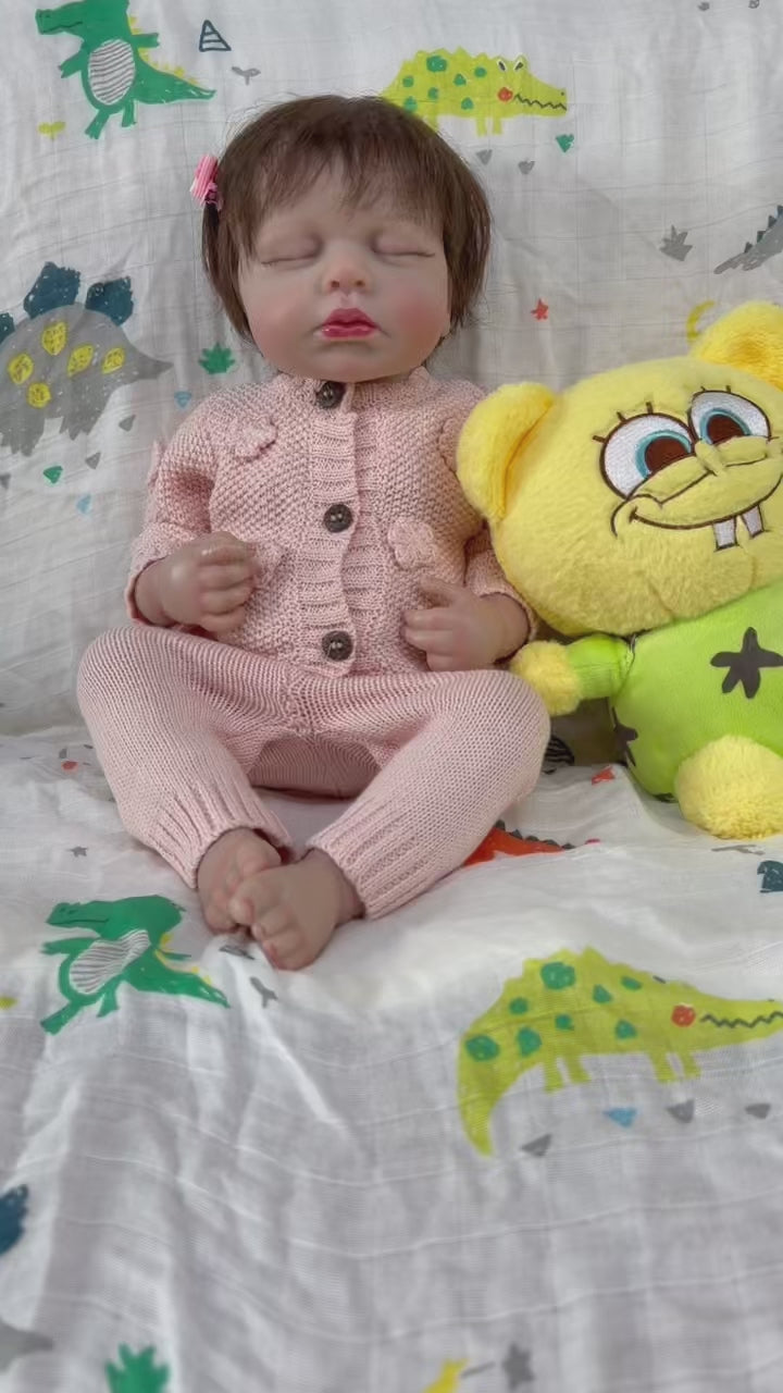 Muñeca Reborn de 19 pulgadas, juguete artesanal de regalo para niños con cuerpo completo de vinilo