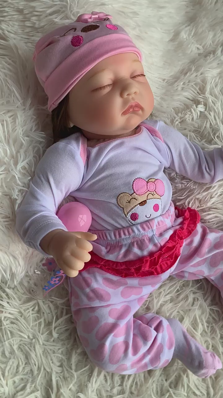 Muñeca Reborn durmiente de 22 pulgadas con cuerpo de tela, con diferentes estilos, juguete de regalo para festivales y obsequio de colección para niñas