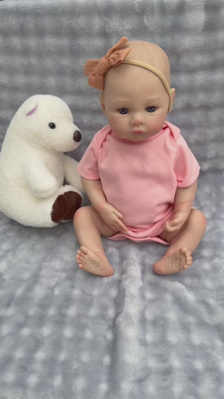 Bebé reborn niña de cuerpo completo de vinilo de 18 pulgadas/45 cm: muñeca anatómicamente correcta e impermeable de 49 cm con cabello pintado a mano