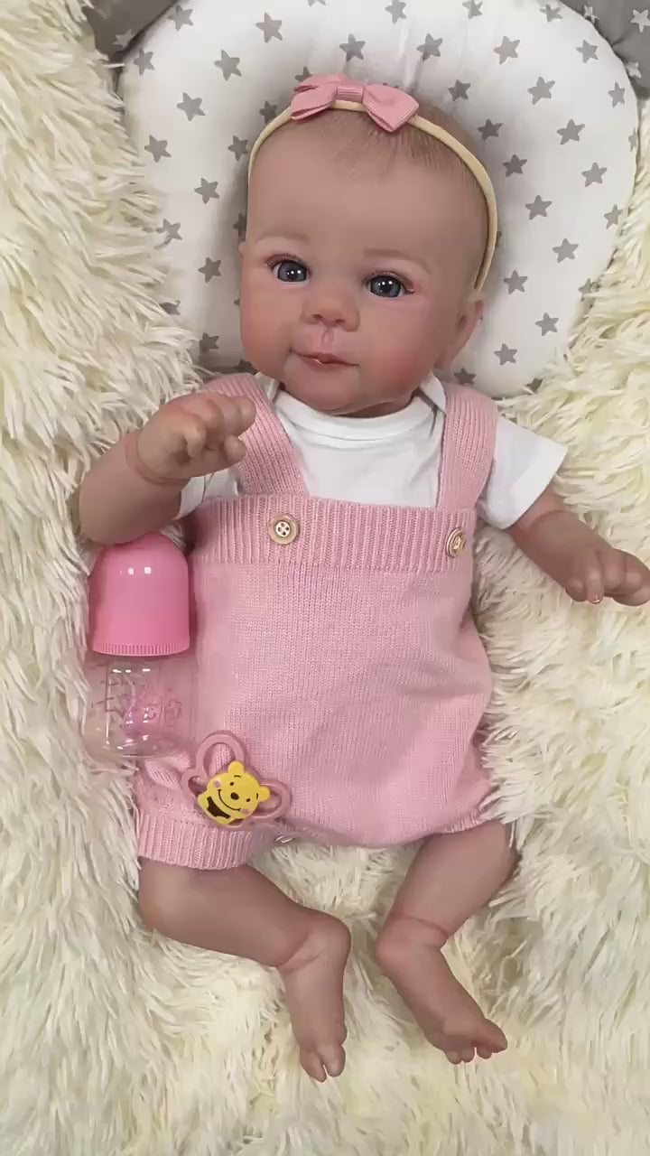Muñeca bebé Reborn realista de 20 pulgadas con cuerpo de tela, piel 3D realista, juguete de muñeca estilo recién nacido hecho a mano para niñas