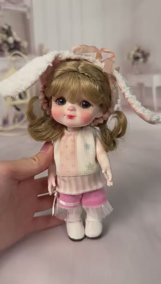 Mini de 6 pulgadas con cuerpo de cerámica completo, ropa hecha a mano, adorno de mesa para coleccionistas de muñecas
