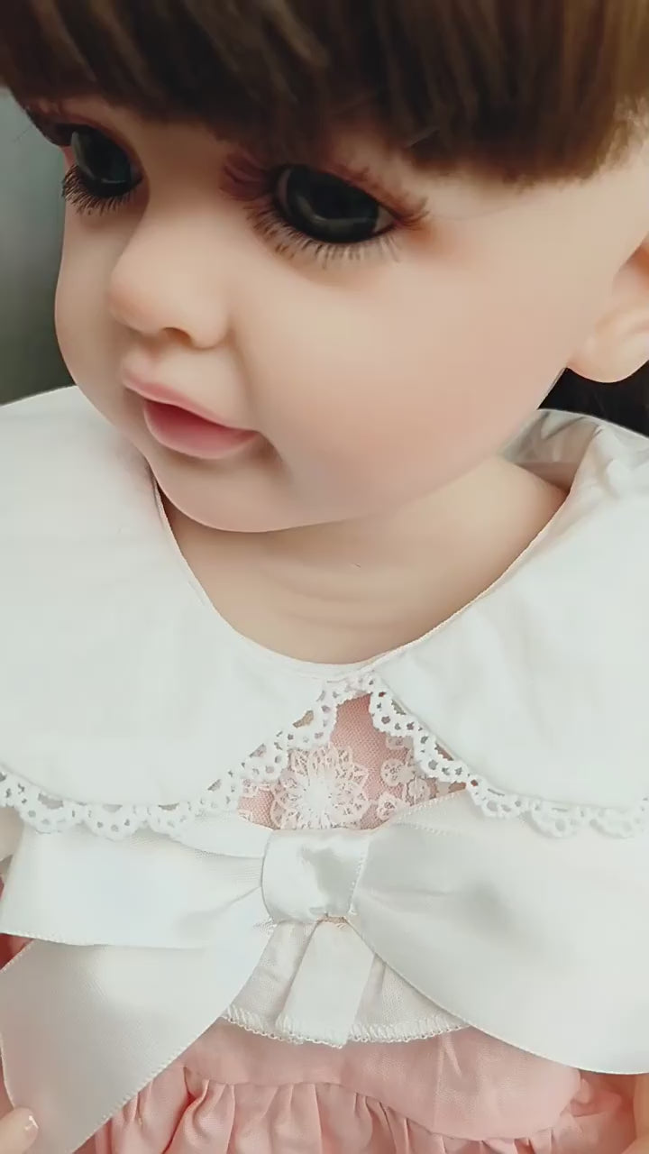 Muñeca Reborn de 22 pulgadas con cuerpo completo de vinilo y sensor de sonido, juguete de compañía interactivo, regalo perfecto para niños y coleccionistas adultos en días especiales