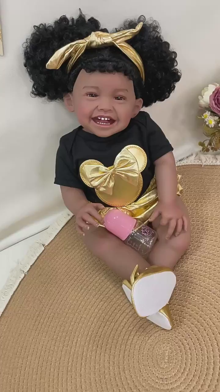 Muñeca Reborn de 23 pulgadas, hecha a mano, cuerpo de tela suave, piel 3D realista, simulación de bebé recién nacido, juguete para niñas y niños