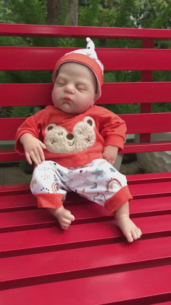 Muñeca bebé reborn de 18 pulgadas con conjunto rojo