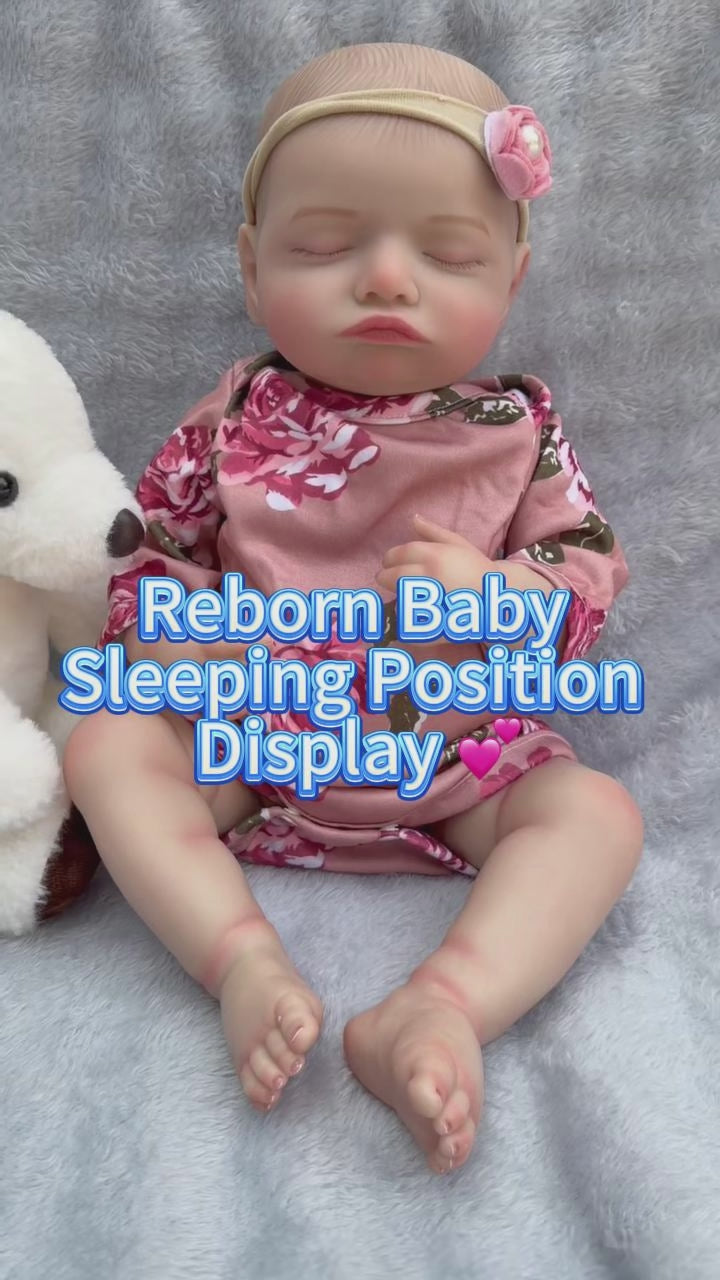 Muñeca Reborn de vinilo de cuerpo completo Rosalie de 18 pulgadas, 45 cm, piel 3D realista, bebé durmiente impermeable con cabello injertado