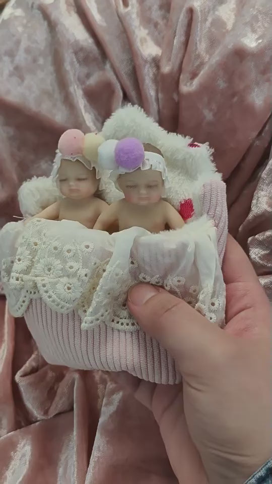 Muñecos bebés gemelos reborn de silicona realistas de 4 pulgadas
