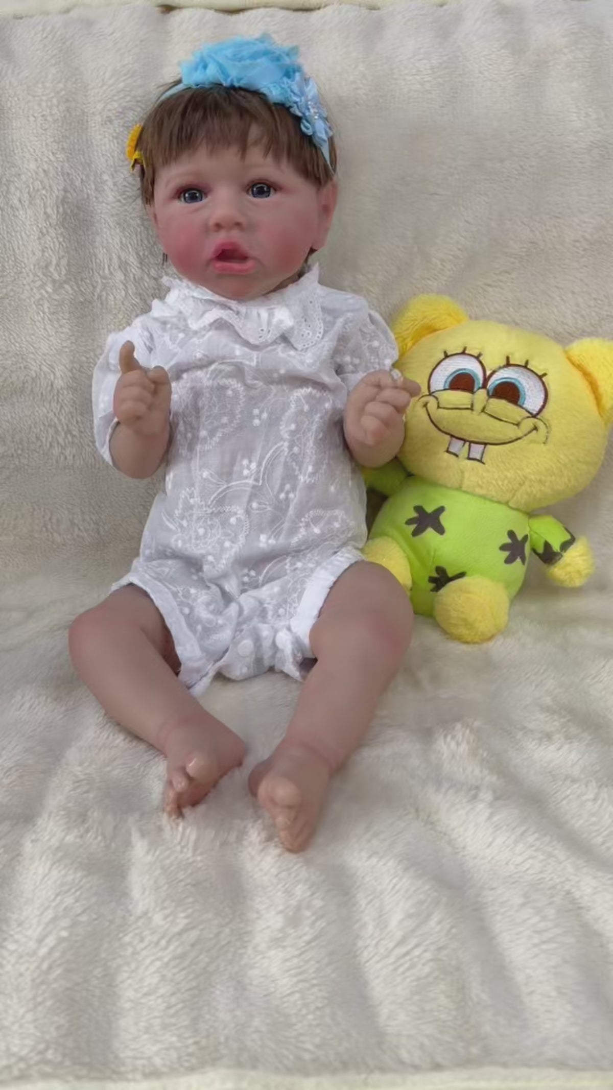 Muñeca Reborn de vinilo de cuerpo completo de 22 pulgadas/55 cm - Muñeca bebé de tamaño real de 55 cm, impermeable, con cabello injertado y cuerpo apto para el baño