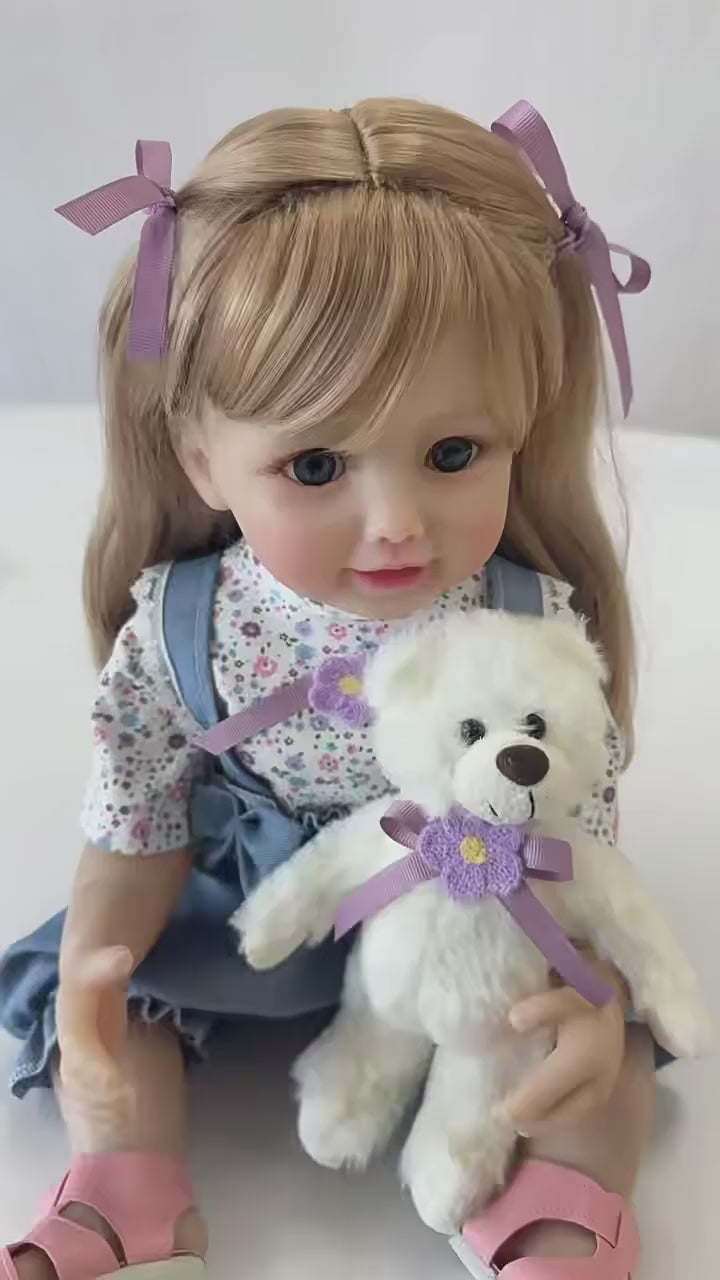 Muñeca Reborn de 22 pulgadas/55 cm, juguete de bebé de simulación, muñeca de vinilo de cuerpo completo, realista, con cabello largo
