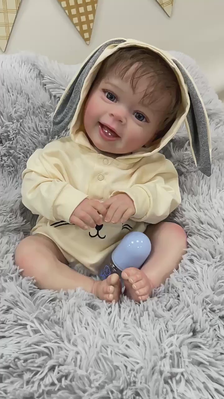 Muñeca bebé Reborn de 23 pulgadas de aspecto real con cuerpo de tela, piel 3D realista, muñeca hecha a mano estilo recién nacido para niñas
