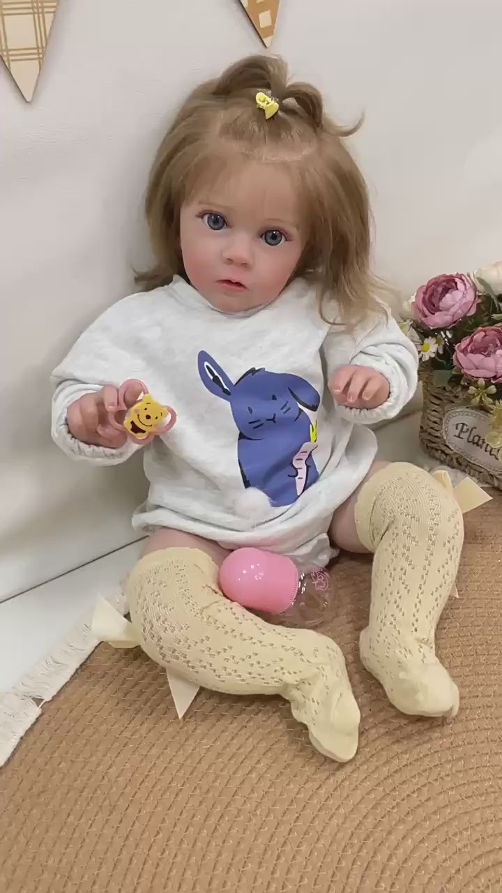 Muñeca bebé Reborn artesanal de 24 pulgadas, cuerpo de tela suave, piel realista 3D, juguete de regalo para niñas