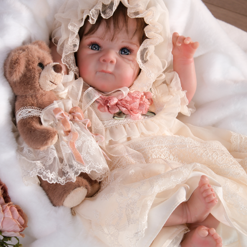 20 Inch/50cm Lifelike Reborn Baby Dolls with Soft Cloth Body and A Bear Toy - Reborn Doll Australia